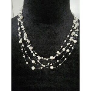 Faux Pearl Beaded Layered Necklace